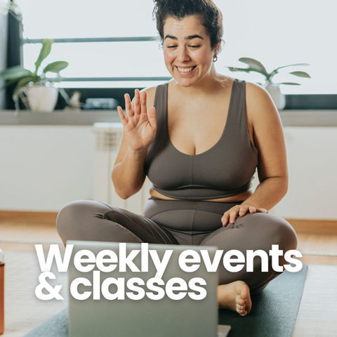 Women doing an online class
