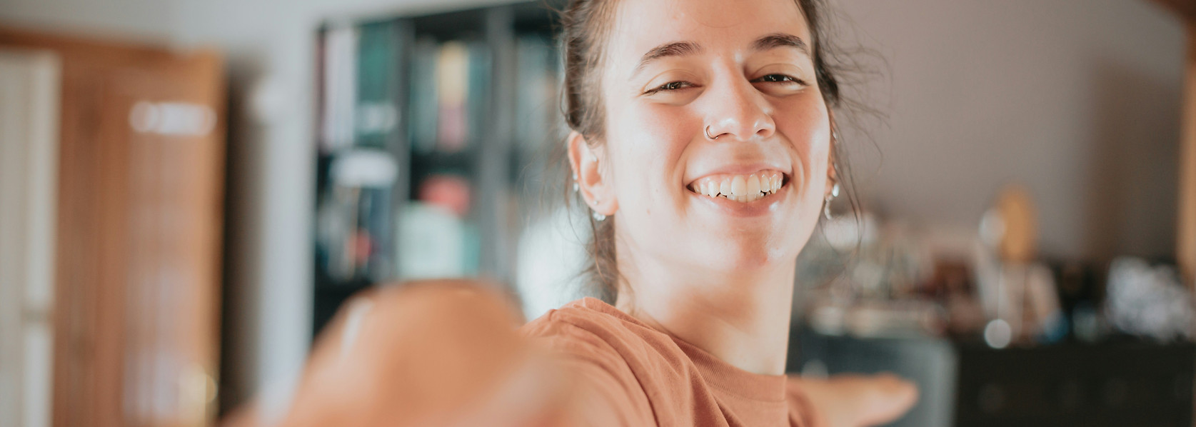 Women smiling doing yoga
